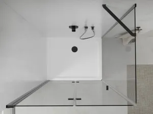 MEXEN/S - Lima sprchovací kút 70x80, transparent, čierna + biela vanička so sifónom 856-070-080-70-00-4010B