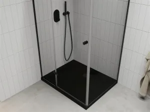MEXEN/S - Roma sprchovací kút 90x120, transparent, čierna + čierna vanička so sifónom 854-090-120-70-00-4070B
