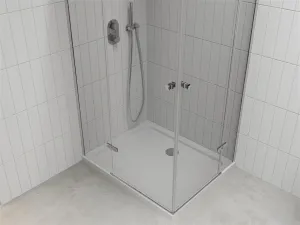 MEXEN/S - Roma Duo sprchovací kút 80x70, transparent, chróm + vanička so sifónom 854-080-070-01-02-4010