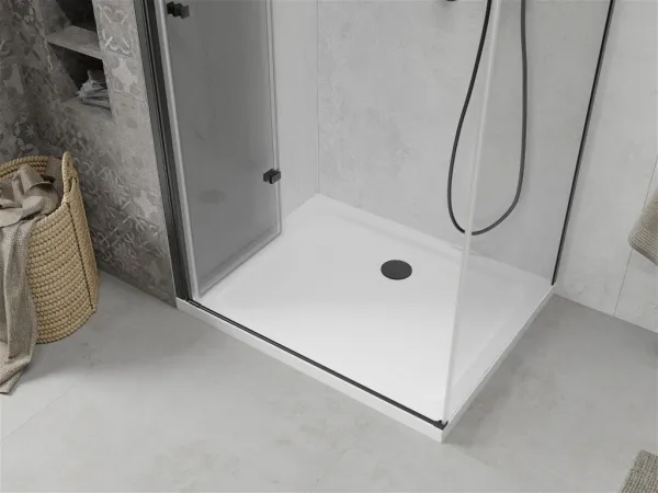 MEXEN/S - Lima sprchovací kút 70x80, transparent, čierna + biela vanička so sifónom 856-070-080-70-00-4010B