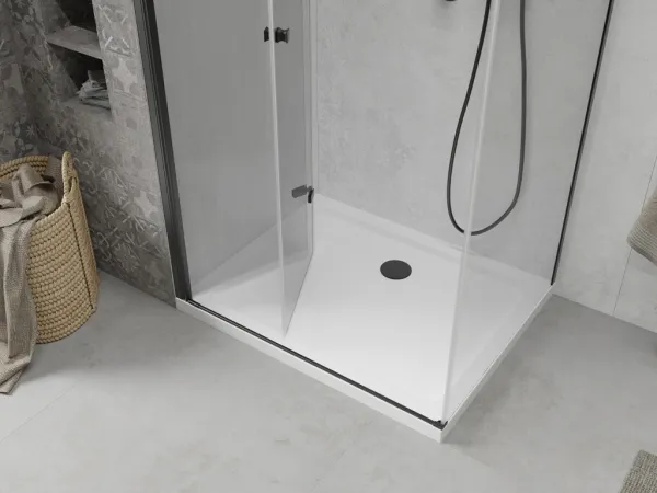 MEXEN/S - Lima sprchovací kút 70x110, transparent, čierna + biela vanička so sifónom 856-070-110-70-00-4010B