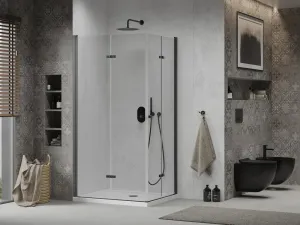 MEXEN/S - Lima Duo sprchovací kút 80x70, transparent, čierna + vanička so sifónom 856-080-070-70-02-4010B