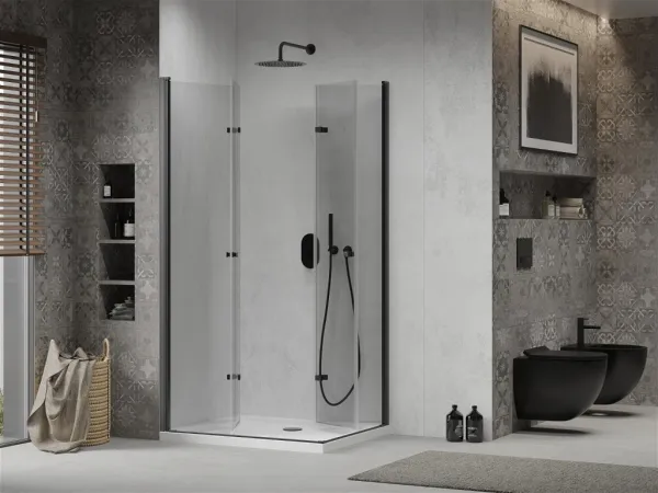 MEXEN/S - Lima Duo sprchovací kút 80x70, transparent, čierna + vanička so sifónom 856-080-070-70-02-4010B