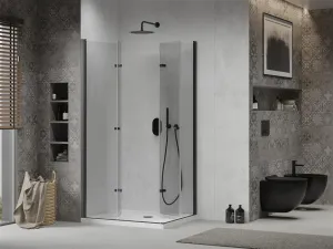 MEXEN/S - Lima Duo sprchovací kút 80x70, transparent, čierna + vanička so sifónom 856-080-070-70-02-4010B