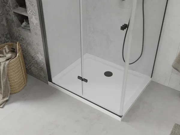 MEXEN/S - Lima sprchovací kút 120x70, transparent, čierna + biela vanička so sifónom 856-120-070-70-00-4010B
