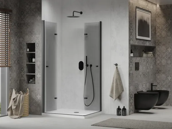 MEXEN/S - Lima Duo sprchovací kút 80x70, transparent, čierna + vanička so sifónom 856-080-070-70-02-4010B