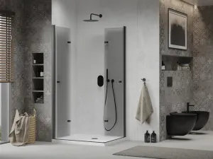 MEXEN/S - Lima Duo sprchovací kút 80x70, transparent, čierna + vanička so sifónom 856-080-070-70-02-4010B