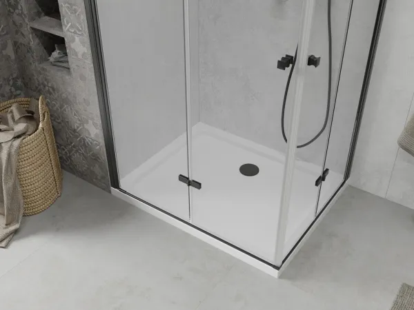 MEXEN/S - Lima Duo sprchovací kút 80x70, transparent, čierna + vanička so sifónom 856-080-070-70-02-4010B