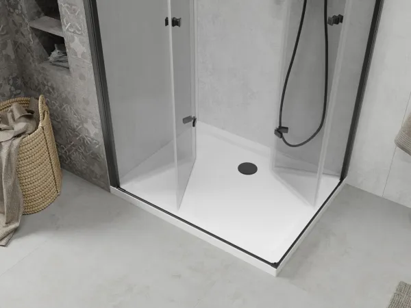 MEXEN/S - Lima Duo sprchovací kút 80x70, transparent, čierna + vanička so sifónom 856-080-070-70-02-4010B