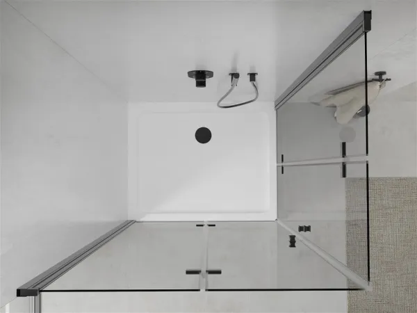 MEXEN/S - Lima Duo sprchovací kút 80x70, transparent, čierna + vanička so sifónom 856-080-070-70-02-4010B