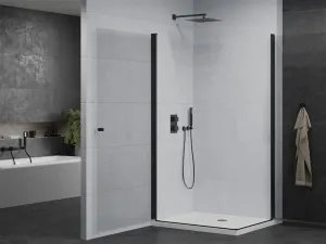 MEXEN/S - PRETORIA duo sprchovací kút 80 x 70, transparent, čierny + vanička vrátane sifónu 852-080-070-70-02-4010B