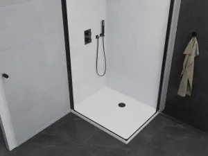 MEXEN/S - PRETORIA duo sprchovací kút 80 x 70, transparent, čierny + vanička vrátane sifónu 852-080-070-70-02-4010B