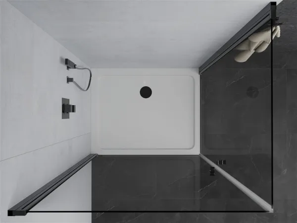 MEXEN/S - PRETORIA duo sprchovací kút 80 x 70, transparent, čierny + vanička vrátane sifónu 852-080-070-70-02-4010B