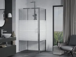 MEXEN/S - APIA sprchovací kút 100x70, dekor - pruhy, chróm 840-100-070-01-20