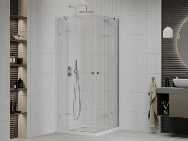 MEXEN/S - Roma Duo sprchovací kút 90x90, transparent, chróm + vanička so sifónom 854-090-090-01-02-4010