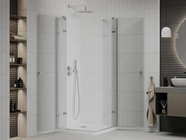 MEXEN/S - Roma Duo sprchovací kút 70x70, transparent, chróm + vanička so sifónom 854-070-070-01-02-4010