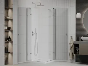MEXEN/S - Roma Duo sprchovací kút 70x70, transparent, chróm + vanička so sifónom 854-070-070-01-02-4010