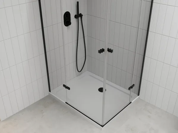 MEXEN/S - Roma Duo sprchovací kút 100x90, transparent, čierna + vanička so sifónom 854-100-090-70-02-4010B