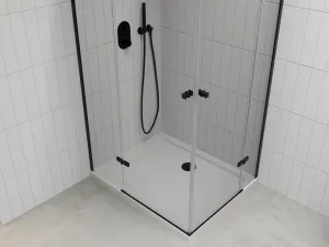 MEXEN/S - Roma Duo sprchovací kút 100x90, transparent, čierna + vanička so sifónom 854-100-090-70-02-4010B
