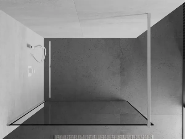 MEXEN/S - KIOTO Sprchová zástena WALK-IN 80 x 200, transparent/čierny vzor 8 mm, biela 800-080-101-20-70