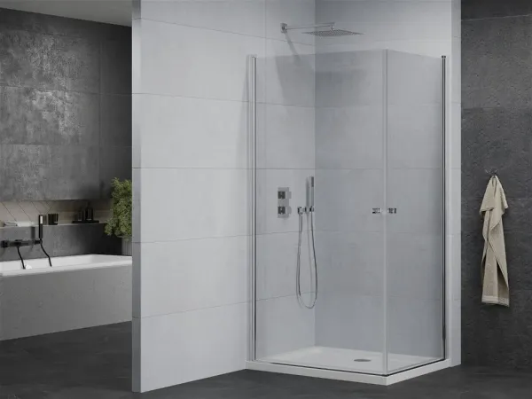 MEXEN/S - PRETORIA duo sprchovací kút 80 x 70, transparent, chróm + vanička vrátane sifónu 852-080-070-01-02-4010