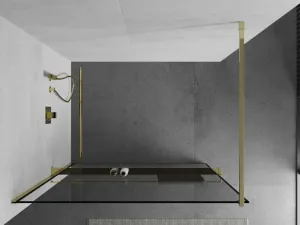 MEXEN/S - KIOTO Sprchová zástena WALK-IN s poličkou a držiakom uterákov 70 x 200, transparent 8 mm, čierna 800-070-121-50-70
