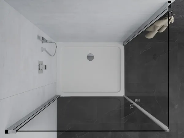 MEXEN/S - PRETORIA duo sprchovací kút 80 x 70, transparent, chróm + vanička vrátane sifónu 852-080-070-01-02-4010