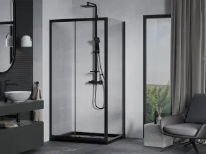 MEXEN/S - Apia Sprchovací kút 90x100, transparent, čierna + vanička so sifónom 840-090-100-70-00-4070B