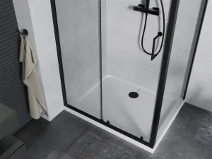 MEXEN/S - Apia Sprchovací kút 110x80, transparent, čierna + vanička so sifónom 840-110-080-70-00-4010B