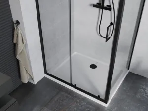 MEXEN/S - Apia Sprchovací kút 130x100, transparent, čierna + vanička so sifónom 840-130-100-70-00-4010B