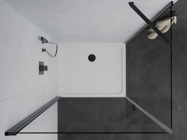 MEXEN/S - Pretória sprchovací kút 100x70, transparent, čierna + sprchová vanička vrátane sifónu 852-100-070-70-00-4010B