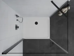 MEXEN/S - Pretória sprchovací kút 100x70, transparent, čierna + sprchová vanička vrátane sifónu 852-100-070-70-00-4010B