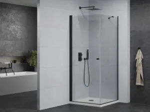 MEXEN/S - Pretória sprchovací kút 80x80, transparent, čierna + sprchová vanička vrátane sifónu 852-080-080-70-00-4010B