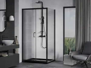 MEXEN/S - Apia Sprchovací kút 90x100, transparent, čierna + vanička so sifónom 840-090-100-70-00-4070B
