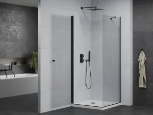 MEXEN/S - Pretória sprchovací kút 80x80, transparent, čierna + sprchová vanička vrátane sifónu 852-080-080-70-00-4010B