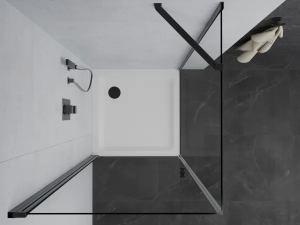 MEXEN/S - Pretória sprchovací kút 80x80, transparent, čierna + sprchová vanička vrátane sifónu 852-080-080-70-00-4010B