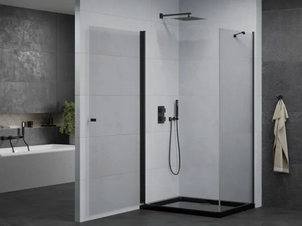 MEXEN/S - Pretória sprchovací kút 80x100, transparent, čierna + sprchová vanička vrátane sifónu 852-080-100-70-00-4070B