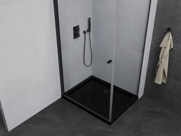 MEXEN/S - Pretória sprchovací kút 80x100, transparent, čierna + sprchová vanička vrátane sifónu 852-080-100-70-00-4070B