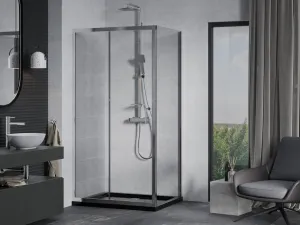 MEXEN/S - Apia Sprchovací kút 100x80, transparent, chróm + vanička so sifónom 840-100-080-01-00-4070