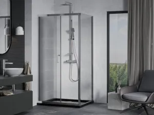 MEXEN/S - Apia Sprchovací kút 90x70, transparent, chróm + vanička so sifónom 840-090-070-01-00-4070