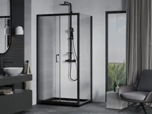 MEXEN/S - Apia Sprchovací kút 100x70, transparent, čierna + vanička so sifónom 840-100-070-70-00-4070B
