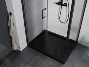 MEXEN/S - Apia Sprchovací kút 100x70, transparent, čierna + vanička so sifónom 840-100-070-70-00-4070B