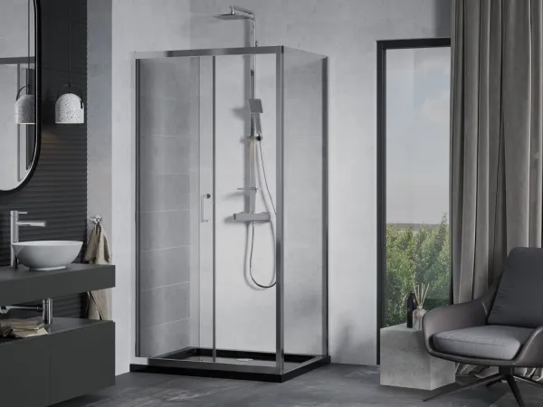 MEXEN/S - Apia Sprchovací kút 100x80, transparent, chróm + vanička so sifónom 840-100-080-01-00-4070