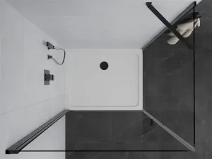 MEXEN/S - Pretória sprchovací kút 80x70, transparent, čierna + sprchová vanička vrátane sifónu 852-080-070-70-00-4010B