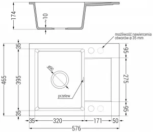 MEXEN/S MEXEN/S - Enzo granitový drez 1 s odkvapkávačom 576 x 465 mm, šedá, + sifón grafit 6506571005-71-B