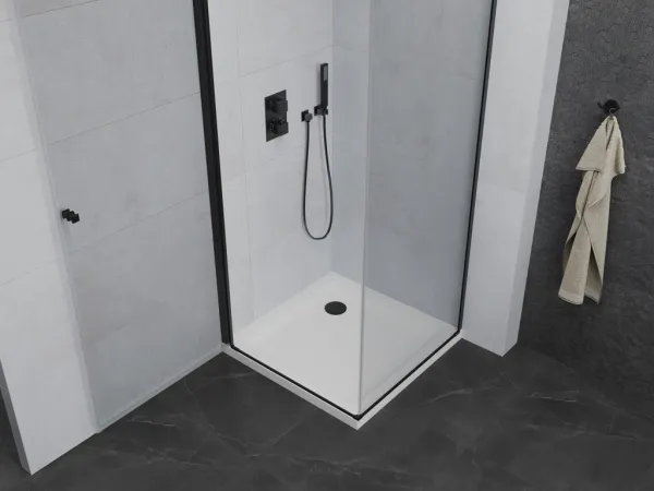 MEXEN/S - Pretória sprchovací kút 70x70, transparent, čierna + sprchová vanička vrátane sifónu 852-070-070-70-00-4010B