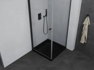 MEXEN/S - Pretória sprchovací kút 80x80, transparent, čierna + sprchová vanička vrátane sifónu 852-080-080-70-00-4070B