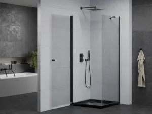 MEXEN/S - Pretória sprchovací kút 80x80, transparent, čierna + sprchová vanička vrátane sifónu 852-080-080-70-00-4070B
