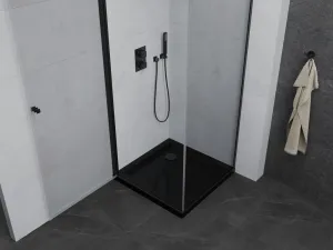MEXEN/S - Pretória sprchovací kút 80x80, transparent, čierna + sprchová vanička vrátane sifónu 852-080-080-70-00-4070B