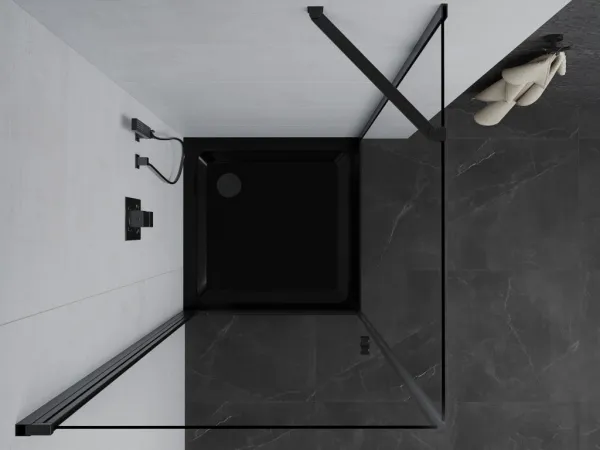 MEXEN/S - Pretória sprchovací kút 80x80, transparent, čierna + sprchová vanička vrátane sifónu 852-080-080-70-00-4070B